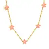 Collar Transfronterizo Japonés y Coreano de Acero Inoxidable para Mujer Dorado Dulce y Suave Diseño de Flor de Cerezo Cadena para Clavícula Collar de Comercio Exterior para Mujer