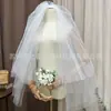 Velo de Novia Blanco Alta Calidad Sencillo Vestido de Novia Principal Propuesta Boda Mori Doble Capa Accesorios para Sesión de Fotos de Novia