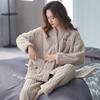 Pijamas de Invierno para Mujer Gruesos con Forro Polar Franela Vellón Coral Dulce Kimono Japonés Traje Ropa para el Hogar Ropa Exterior