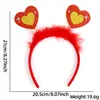 Diadema Corazón Rojo Día de San Valentín Accesorio para el Cabello Fiesta Navideña Decoración para Fotos Atrezo Diadema de Plumas en Forma de Corazón