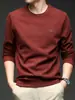 Sudadera cuello redondo hombre primavera otoño agradable a la piel cálida mediana edad casual de negocios pullover camiseta de manga larga capa base versátil