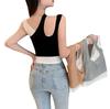 Camisola de dos piezas falsas a contraste de color, hombro inclinado, traje pequeño de verano para mujer, camisa base interior, ropa exterior, top corto