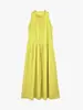 Ropa de Mujer Nueva de Verano 2026, Impresionante Vestido Largo de Algodón de Alta Densidad con Cuello Alto y Espalda Descubierta, Estilo Resort del Sur de Francia, Línea A