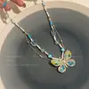 Collar de doble capa con cuentas de mariposa súper hada para mujer 2025 nuevo estilo único de alta gama cadena para clavícula accesorios de nicho geniales