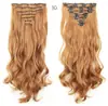 Extensões de Cabelo Sintético Clip-In Conjunto de 7 Peças Extensões de Cabelo Peruca Extensões de Cabelo Cortina de Cabelo Peruca 16 Presilhas Cabelo Longo Cacheado Fibra Sintética para Mulheres