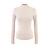 Top de Punto Ajustado a la Cintura con Cuello Medio Alto y Mangas Largas, Diseño de Nicho Estilo Americano Chica Picante, Colección Otoño 2025 Nuevo, Camiseta Base
