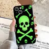 Produto de sucesso da Black Friday transfronteiriça: capa de celular de abóbora caveira verde que brilha no escuro para Halloween com estampa verde fluorescente para iPhone