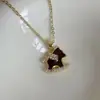 Colar com Pingente de Pônei Zircônia Vermelha Gotejamento de Óleo Vintage de Luxo Leve e Brincos para Mulheres, Corrente de Suéter Gargantilha Tendência de Alta Qualidade