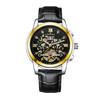 AOKULASIC/Aogulas Relógio Mecânico Automático com Strass para Homens Mostrador Vazado Calendário Duplo Multifuncional Pulseira de Aço