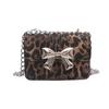 Mini Bolso Cuadrado con Lazo Pequeño 2025 Nueva Tendencia Otoño Retro Mini Cadena Estampado de Leopardo Bolso de Hombro Cruzado