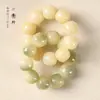 Pulseira de Raiz de Bodhi Jade Branco Degradê para Dedo Feminino Suave Wenwan Rosário de Bodhi Cor Alta Semente Original Pulseira Cor Maçã Verde