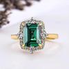 Cao Shi Europeu e Americano Retro Esmeralda Anel Palácio Vento Caibao Zircon Anel Presente de Aniversário de Casamento