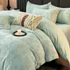Outono/Inverno 2026 Leite Lã Tecido Fita Artesanato Conjunto de Quatro Peças Luxo Leve Patchwork Francês Roupa de Cama Live E-commerce