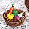 Cesta de Snacks de Celebridad de Internet Cesta de Frutas de Ratán Redonda Plato de Frutas Ktv Plato de Plástico para Papas Fritas Almacenamiento Tejido Cesta de Pan