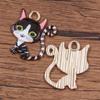 Colgante de aleación de 8 colores, 21 x 24 mm, para bricolaje, con forma de gota de aceite de oro KC, con forma de gatito, con estampado animal