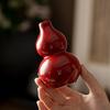Jarrón de Calabaza de Cerámica Roja Recipiente Pequeño de Flor Roja Decoración del Hogar Adorno de la Fortuna Estilo Chino Adorno de Mesa de Té