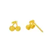 Pendientes de Lazo de Cereza con Baño de Oro de Moda, Estilo Fresco y Lindo, Pendientes Versátiles, Pendientes de Oro Arena Dulce