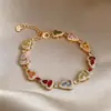 Doble Bendición de Fortuna y Longevidad~Pulsera de Calabaza Retro Súper Brillante de Circonita Cúbica Colorida Lujo Ligero Pulsera de Nicho Moda Sensación de Alta Gama Joyería de Mano