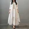 Tendência de Vestido Irregular de Manga Longa com Caimento Solto Artístico, Falso Duas Peças, Nova Moda Primavera e Outono 2026, Novo Produto Transfronteiriço