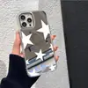 La funda de espejo con estrella de cinco puntas de estilo dulce y fresco más vendida de temu para iPhone 16 Pro Max, funda de teléfono con espejo de maquillaje de lujo ligero para mujer