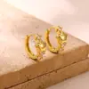 Nuevos Pendientes Colgantes con Forma de Corazón Chapados en Oro Real de Acero Inoxidable Europeos y Americanos para Mujer, Brazaletes para Orejas Personalizados de Sol y Luna, Pendientes Colgantes de Mariposa con Circonita