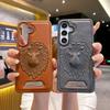 Funda de Cuero con Patrón de León Estampado y Tacto Suave para Teléfono Samsung S23Ultra S24FE Cubierta Protectora Resistente a Caídas
