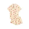 Cárdigan de Punto Burbuja Arrugado de Color Claro Transfronterizo Europeo y Americano Pijama para Mujer, Pantalones Cortos de Manga Corta de Comercio Exterior, Conjunto Casual Transpirable para el Hogar