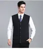 Chaleco de Punto de Lana para Hombre Yingao Otoño Invierno Cuello en V Chaleco de Punto para Hombre de un Solo Botón Sin Mangas para Adultos Mayores Suéter de Color Sólido para Negocios