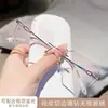 Óculos Sem Aro Cortados em Diamante de Titânio Puro para Mulheres com Miopia, Podem Ser Personalizados com Lentes de Grau, Proteção Contra Luz Azul, Ultraleves