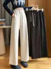 Pantalones Rectos de Lana Talla Extra para Primavera y Otoño, de Tiro Alto, Corte Holgado, Adelgazantes, Modernos, Versátiles, para Mujeres de Talla Extra, con Efecto de Caída, Pantalones Casuales de Cachemir de Pierna Ancha