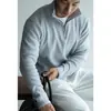 Suéter de Tricô com Zíper Meio e Gola Alta, Toque Aveludado de Lyocell Tencel para Homens, Suéter com Textura Canelada Vertical Outono 2026