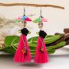 Pendientes Europeos y Americanos Transfronterizos Originales de Calavera con Borla y Cuentas de Semilla, Pendientes Personalizados Creativos de Flor de Halloween