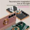 Adecuado para Funda de Teléfono Móvil Samsung S25Ultra S24Fe Color Sólido Galvanoplastia 2D Soporte de Anillo para Coche A16 Cubierta Protectora 5g