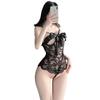 Shuoyao Lingerie Sexy Renda Sexy Transparente Laço Caimento Solto Peça Única Uniforme Tentação Pijama 241