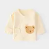 Camisa Meia Costas para Bebê Recém-Nascido, Roupa Íntima Sem Costura de Algodão Puro Classe A, Estilo Primavera e Outono, Roupa Macia Amiga da Pele Estilo Monge, Blusa de Bebê