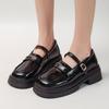 Sapatos Jk Estilo Britânico de Couro Pequeno para Mulheres 2024 Novos Flats de Sola Grossa de Uma Perna Fáceis de Combinar com Saltos Grossos e Mocassins de Salto Alto