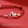 Pulsera de Hilo Rojo Hecha a Mano Nueva Estilo Étnico para Mujer, Atrae Riqueza, Pulsera Roja del Año del Caballo del Zodiaco