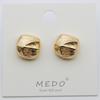 Pendientes Cuadrados Minimalistas Franceses, Pendientes de Aguja de Plata Plegada con Línea Texturizada, Pendientes de Moda Transfronteriza Chapados en Oro Real