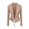 Top Cardigan de Encaje con Cordones Estilo Puro Deseo para Mujer, Nuevo Modelo Otoño 2026, Abrigo Casual de Color Sólido Holgado con Protección Solar