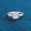 Anillo de plata de ley S925 de cuerpo entero con corte de flor de hielo, princesa, rosa, dorado, amarillo, azul marino, blanco, diamante, atmósfera sencilla, de moda para mujer