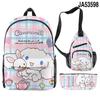 Nuevo producto 3D Sanrio Big-eareD Dog Cinnamon Dog Cinnamoroll Mochila escolar Bolso bandolera Estuche para lápices Conjunto de tres piezas