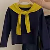 Conjunto de Otoño para Niña 2025 Nuevo Chal Camiseta de Manga Larga Estilo Coreano Pantalones Cargo Sueltos para Niños Moderno