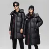 2025 Abrigo de Algodón Morado Dorado Largo Unisex Chaqueta de Algodón Hasta la Rodilla Cálida con Capucha Grueso Negro Dorado plumón Abrigo de Algodón Grueso
