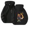 Moletom de Marca Tendência Hoodie com Estampa de Batata Frita Jack Hip-Hop Maimen Moletom com Capuz Meio Zíper Jaqueta Simples Versátil