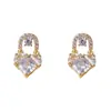 Pendientes de Botón Geométricos con Forma de Corazón, Exquisitos y de Moda Japoneses y Coreanos, con Galvanoplastia de Oro Real para Mujer, Elegantes y Lujosos, Pendientes Versátiles y de Gama Alta al por Mayor