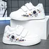 Zapatos de Lona de Caña Baja con Diseño de Dibujos Animados para Niñas, Bebé Pequeño, Nuevos Zapatos Blancos con Velcros, Primavera/Otoño 2026