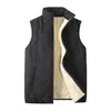 Chaleco grueso de algodón con forro polar para hombre, estilo otoño e invierno, cuello alto, acolchado y repujado, cálido, con forro de lana de cordero, adecuado para padres de mediana edad y mayores