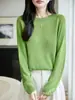 Tricô de linho com pérolas, gola redonda, manga longa, prêt-à-porter de alta qualidade para mulheres, novo cardigã para proteção solar de início de outono, blusa solta e modeladora para mulheres