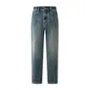 Jeans Muqiu Masculino Tendência Estilo Americano Lavado Desgastado Stretch em Quatro Direções para Homens, Corte Reto, Estiloso e Adequado para o Trabalho
