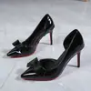 Zapatos de Tacón Alto con Punta, Corte Bajo y Laterales Abiertos 2026 Primavera Nuevos Color Nude Moño Tacones de Aguja Color Sólido Sexy para Mujer